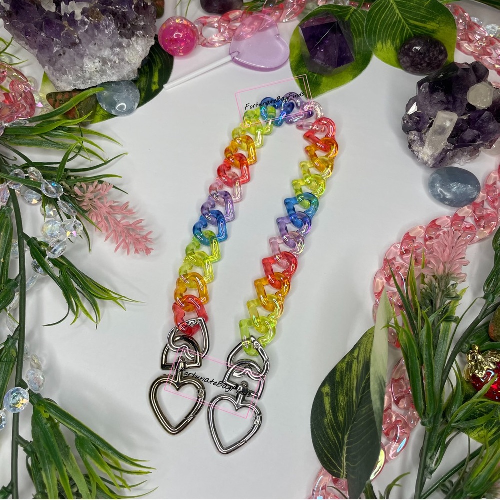 TRIPLE HEARTS True Rainbow Jelly Resin Bag Strap Novelty Bag Strap Kawaii Y2K - Picture 9 of 9
